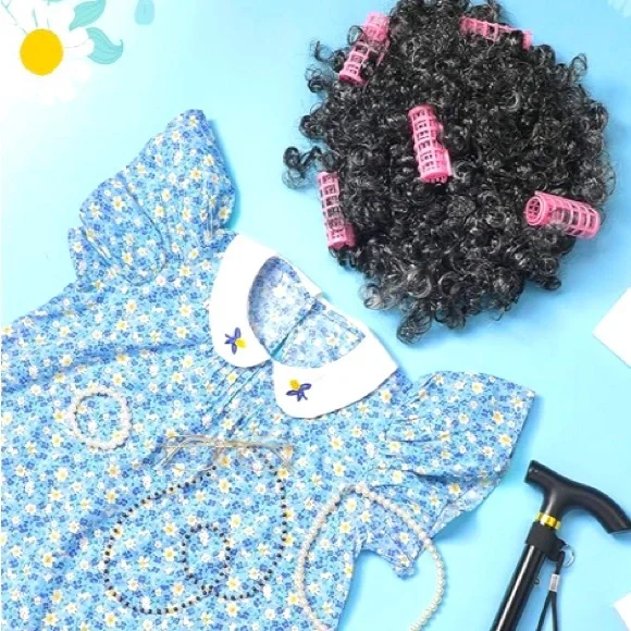 Tisancy® Grandma Costume Kit Halloween Costume 100 Days of School Girl’s Sz 4/5 - Picture 7 of 9